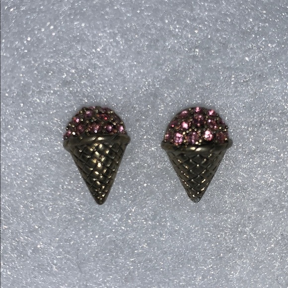 Pink Gold Ice Cream Cone Earrings w Backs - Picture 6 of 15